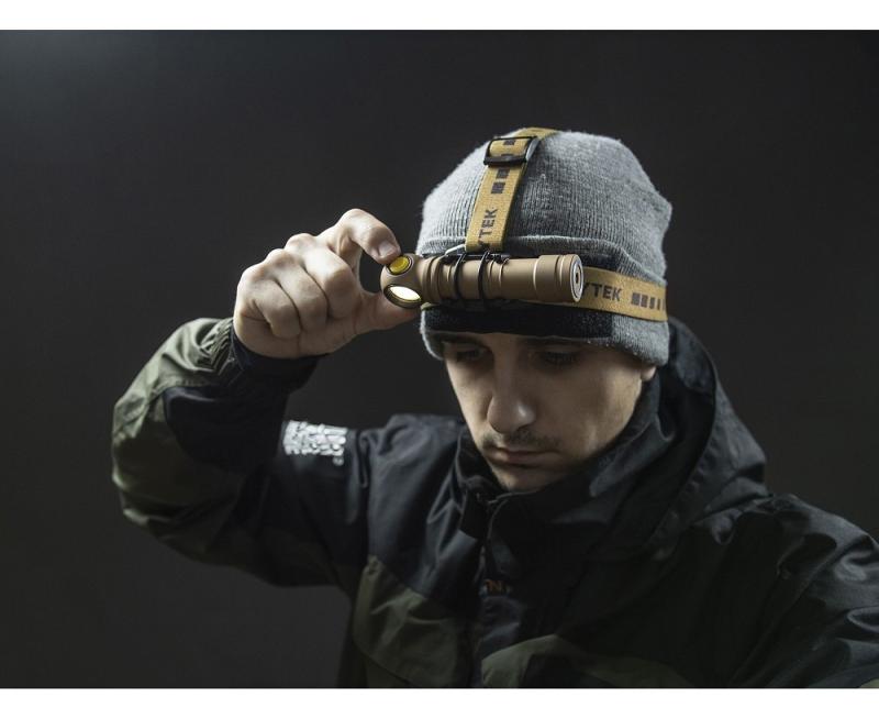 Armytek Wizard C2 Pro Magnet USB Sand Taschen- und Stirnlampe mit Magnethalterung akkubetrieben weißes Licht