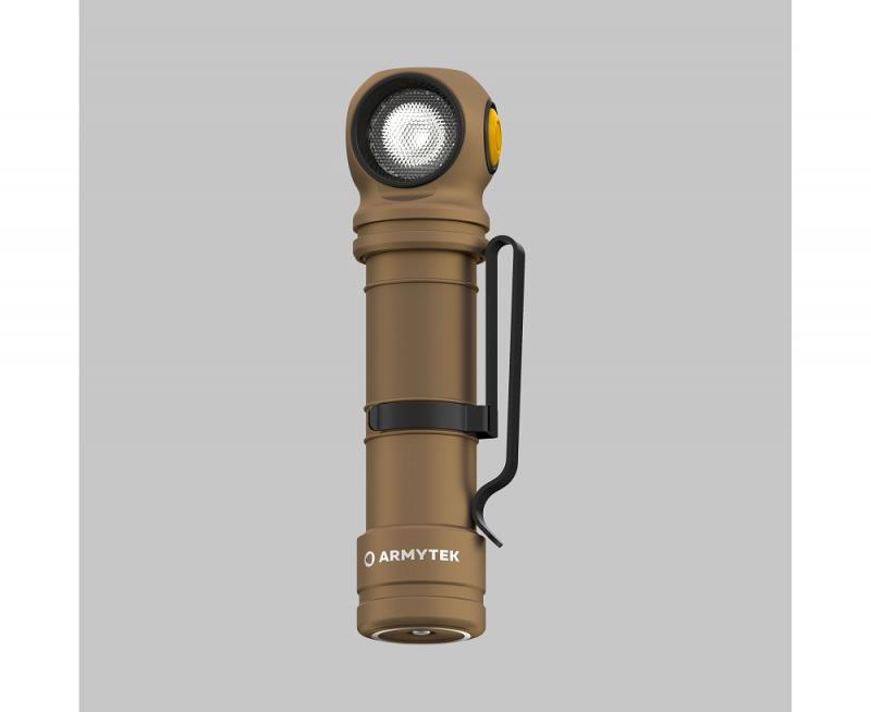 Armytek Wizard C2 Pro Max Magnet USB Sand Taschen- und Stirnlampe mit Magnethalterung / Stirnhalterung akkubetrieben weißes Licht