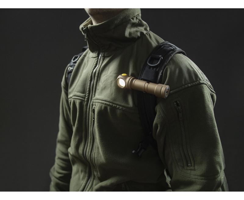 Armytek Wizard C2 Pro Max Magnet USB Sand Taschen- und Stirnlampe mit Magnethalterung / Stirnhalterung akkubetrieben weißes Licht