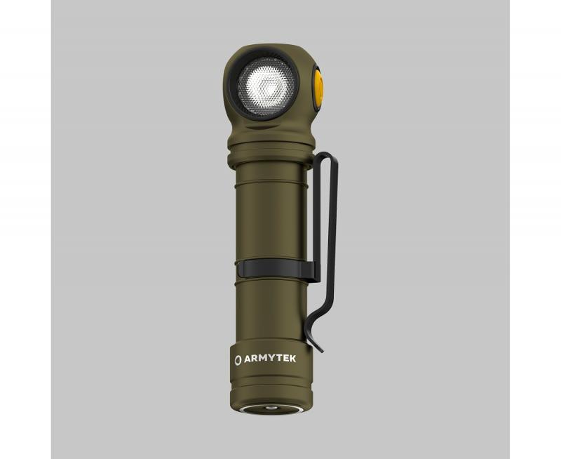 Armytek Wizard C2 Pro Max Magnet USB Olive Taschen- und Stirnlampe mit Magnethalterung / Stirnhalterung akkubetrieben weißes Licht