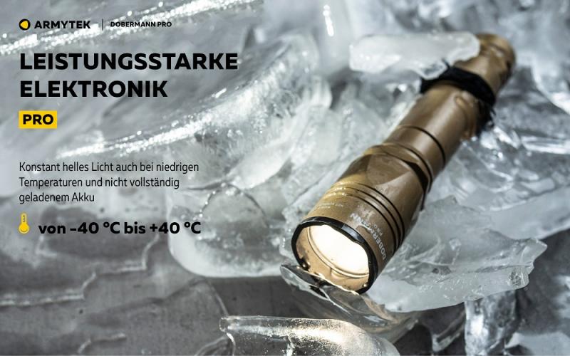 Armytek Dobermann Pro Magnet Sand USB LED Taschenlampe akkubetrieben Warmes Licht