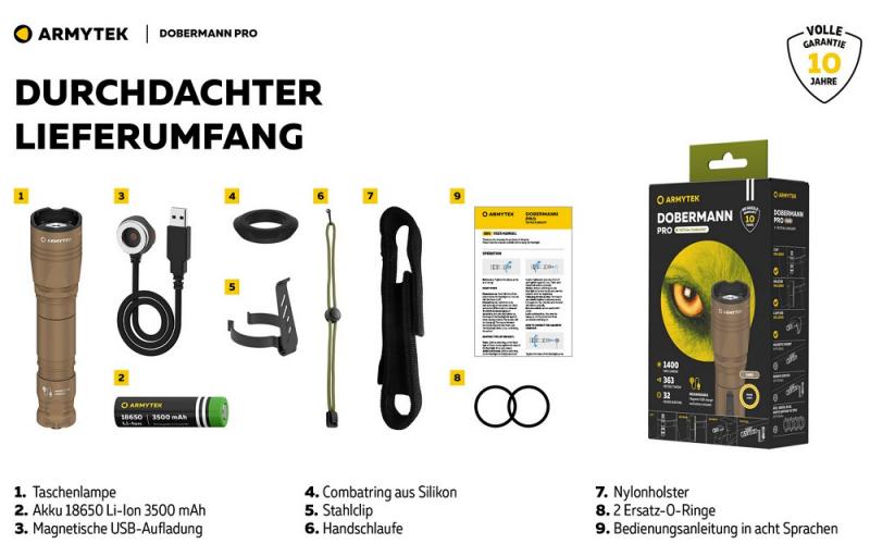 Armytek Dobermann Extended Set weißes Licht