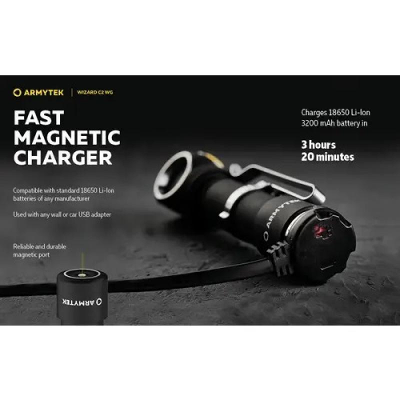 Armytek  Wizard C2 WG Warm LED Stirnlampe und Taschenlampe akkubetrieben Magnet USB neutralweißes und grünes Licht