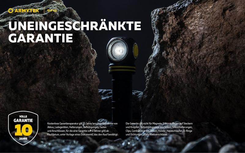 Armytek Elf C2 USB-C Taschen- und Stirnlampe mit Magnethalterung / Stirnhalterung akkubetrieben neutralweißes Licht