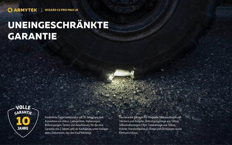 Armytek Wizard C2 Pro Max LR Taschen- und Stirnlampe mit Magnethalterung / Stirnhalterung akkubetrieben