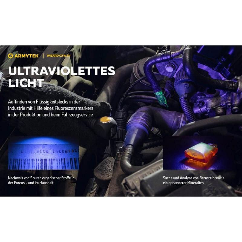 Armytek Wizard C2 WUV Magnet USB White PCB Stirnlampe und Taschenlampe akkubetrieben