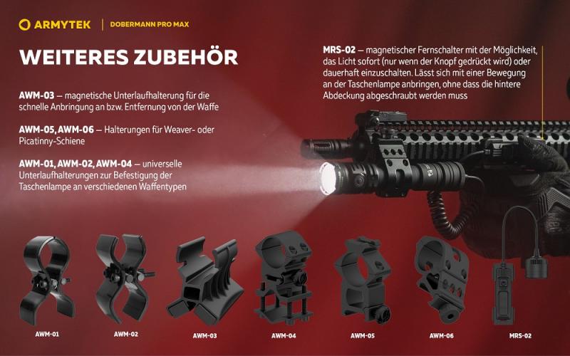 Armytek Dobermann Pro Max Magnet USB White Taschenlampe akkubetrieben, neutralweißes Licht