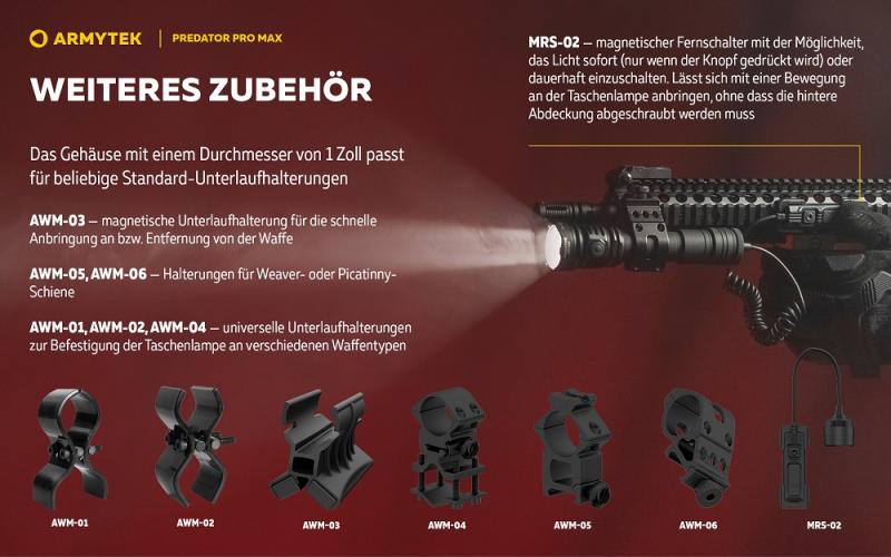 Armytek Predator Pro Pro White LED Taschenlampe akkubetrieben Magnet USB, neutralweißes Licht