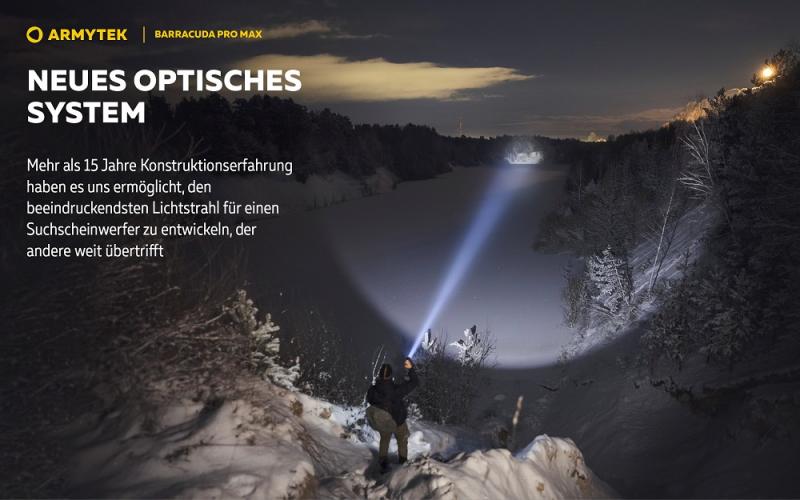 Armytek Barracuda Pro Max Set Profi Taschenlampe und Suchscheinwerfer weißes Licht, magnetische Aufladung Akku
