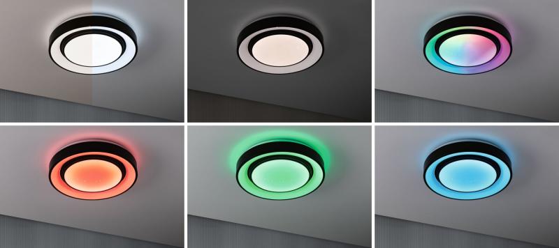 Paulmann 70544 LED Deckenleuchte Rainbow mit Regenbogeneffekt 22W dimmbar Schwarz/Weiß