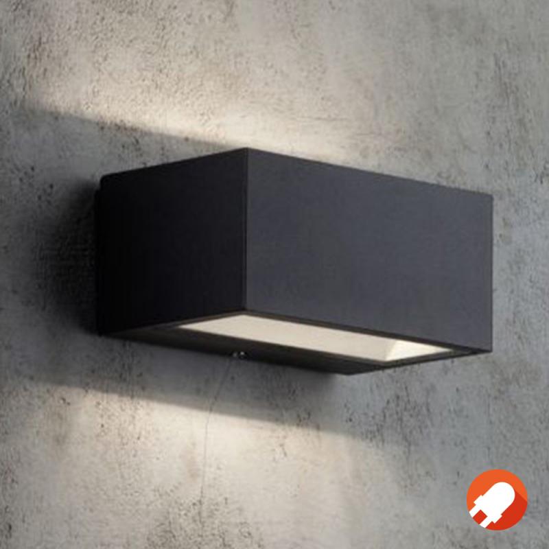 Eckige Wandleuchte NENE innen & außen schwarz up&down