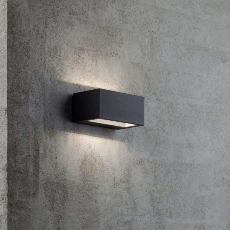 Eckige Wandleuchte NENE innen & außen schwarz up&down