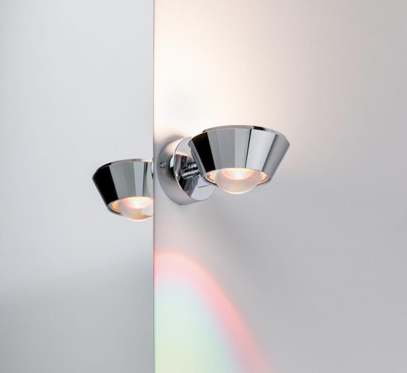 Regenbogen up&down LED Wandleuchte Sabik dimmbar Spritzwasserschutz Chrom Paulmann 70947
