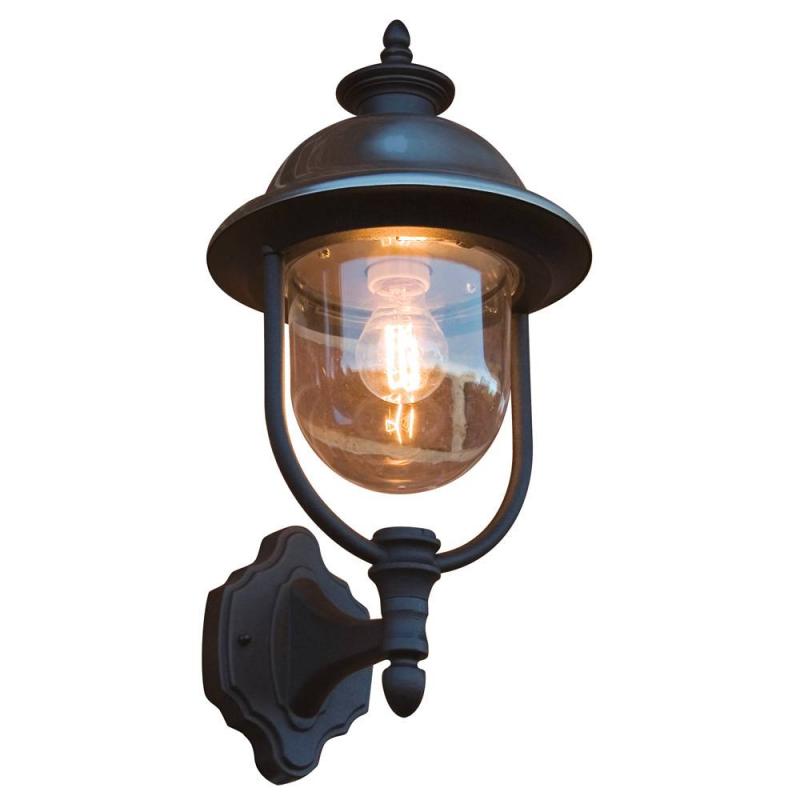 Konstsmide 7239-000 Parma Wandleuchte Edelstahl 304 Lampendach, schwarz lackiertes Aluminium, klares Acrylglas