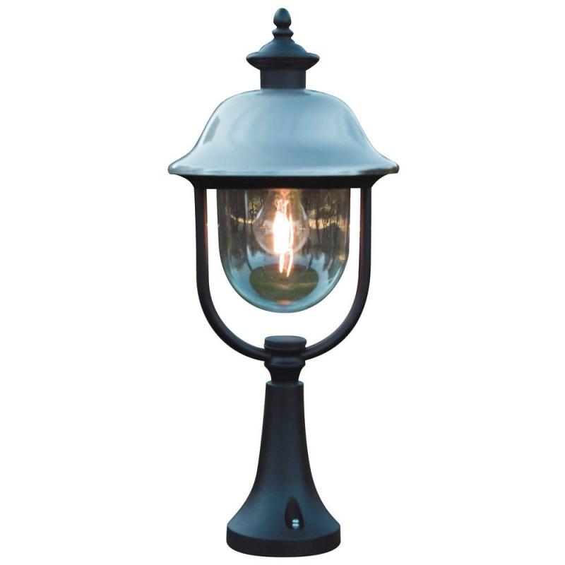 Konstsmide 7241-000 Parma Sockelleuchte Edelstahl 304 Lampendach, schwarz lackiertes Aluminium, klares Acrylglas
