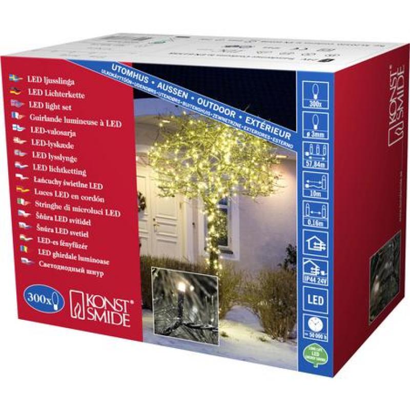 Konstsmide 3616-110 LED Micro Lichterkette 300 warm weiße Dioden, 24V  Außentrafo - Weihnachts Ambiente