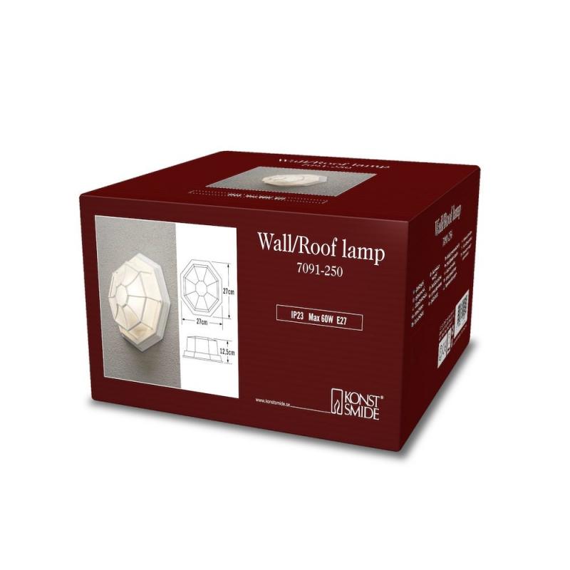 Runde weiße Wandleuchte Konstsmide 7091-250 weiß lackiertes Aluminium, gefrostetes Acrylglas