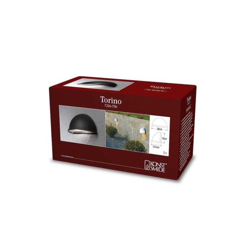 Konstsmide 7326-750 Torino Wandleuchte schwarz lackiertes Aluminium, Acrylglas