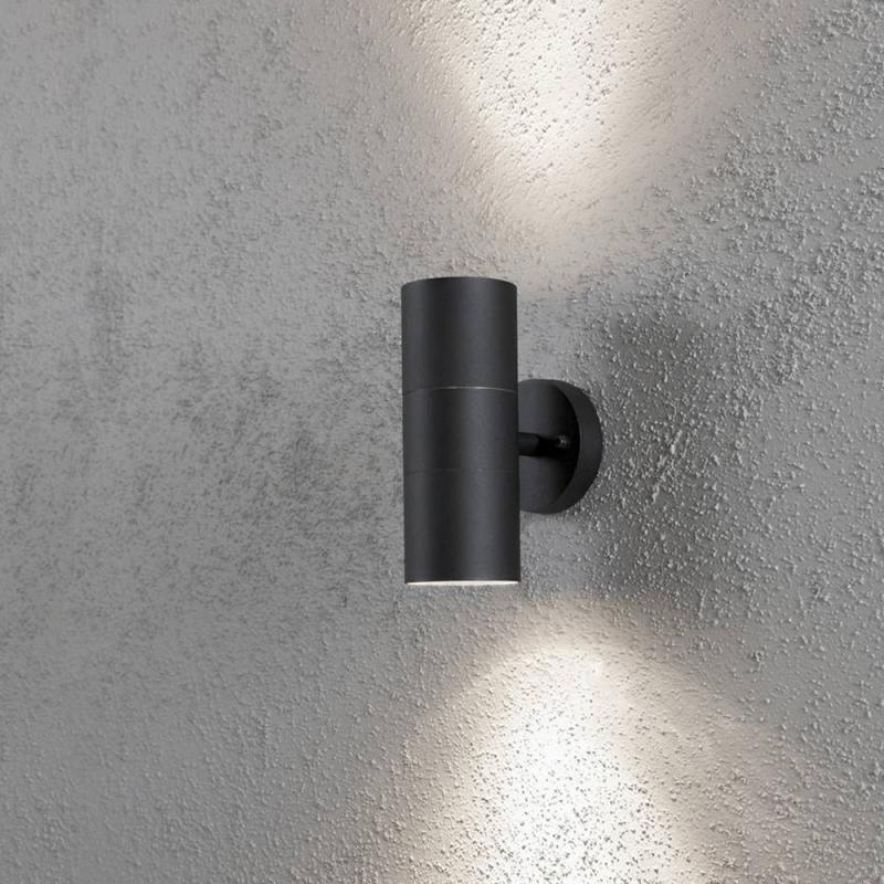 Konstsmide 7656-750 Modena Wandleuchte schwarz lackiertes Aluminium, klares Glas, Reflektor