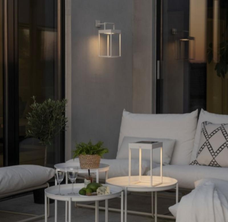 Mobile Akku USB & Solar Wand- und Tischleuchte PORTOFINO in weiß In&Out aus Aluminium IP54 von Konstsmide