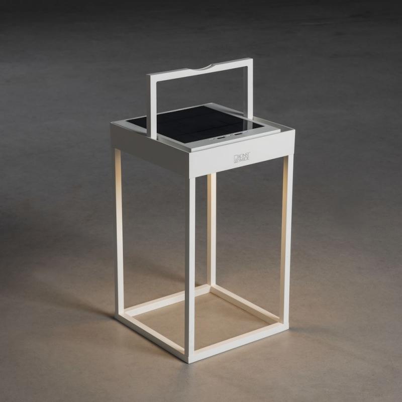 Mobile Akku USB & Solar Wand- und Tischleuchte PORTOFINO in weiß In&Out aus Aluminium IP54 von Konstsmide