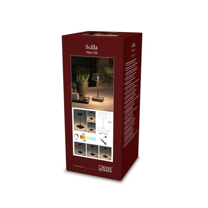 Mobile Tischleuchte SCILLA in Schwarz In&Out aus Aluminium & Glas dimmbar IP54 von Konstsmide