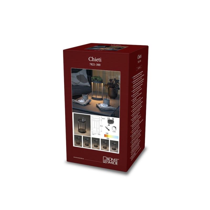 Tragbare Tischleuchte CHIETI in Grau In&Out aus Aluminium & Glas dimmbar IP54 von Konstsmide