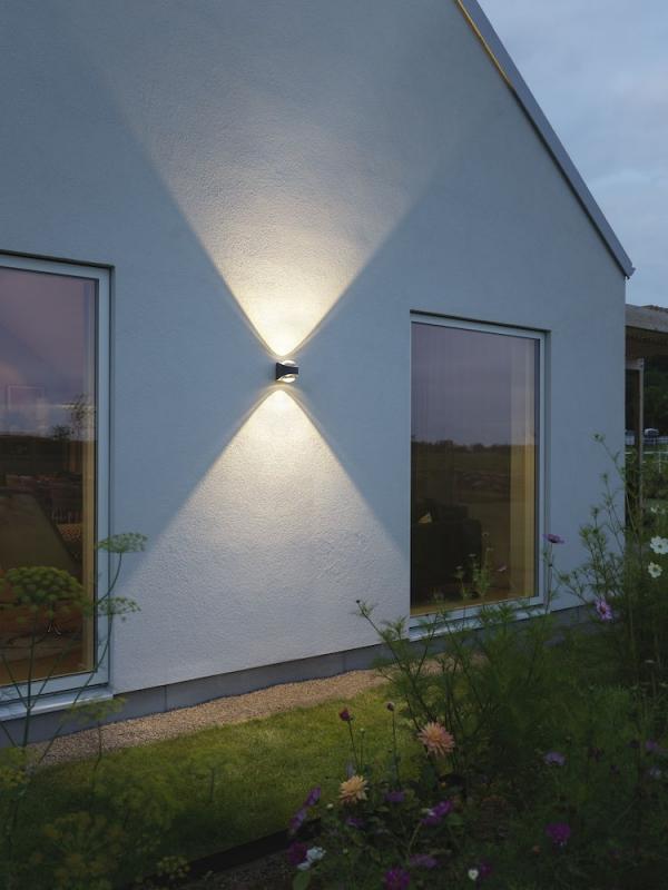 Wandleuchte BITONTO Anthrazit aus Aluminium & Glas mit High Power LED IP54 von Konstsmide