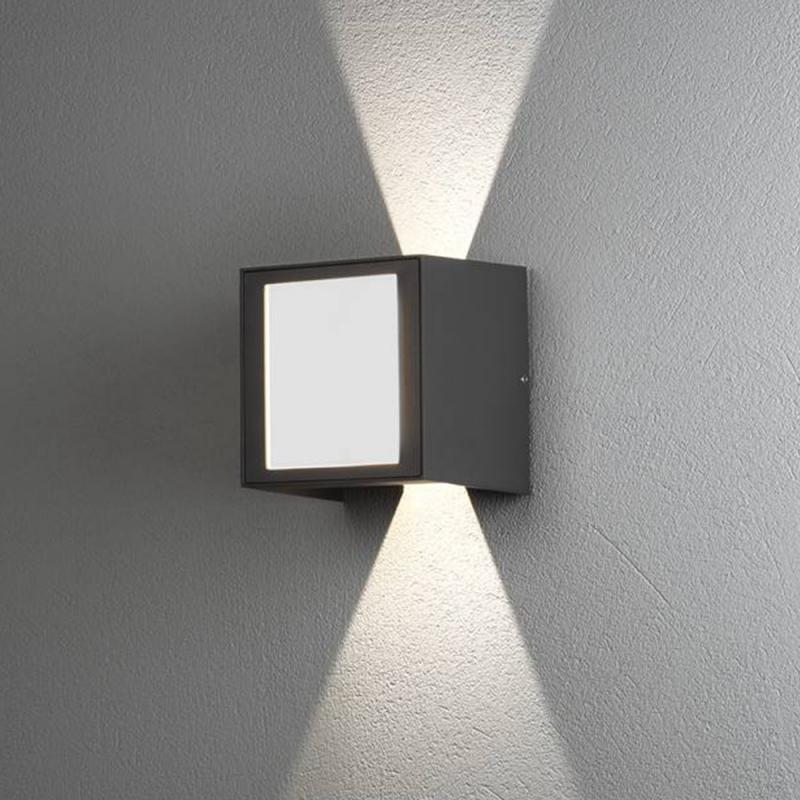 Konstsmide 7946-370 Cremona Wandleuchte anthrazit lackiertes Aluminium, gefrostetes Acrylglas