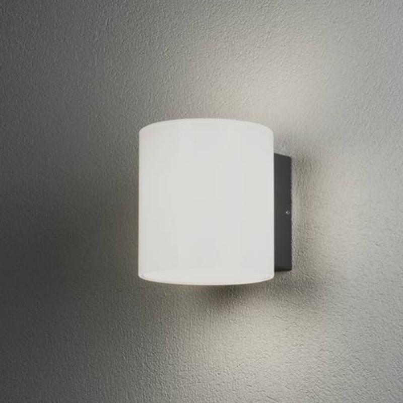 Konstsmide 7859-372 Foggia Wandleuchte grau lackiertes Aluminium, opales Acrylglas