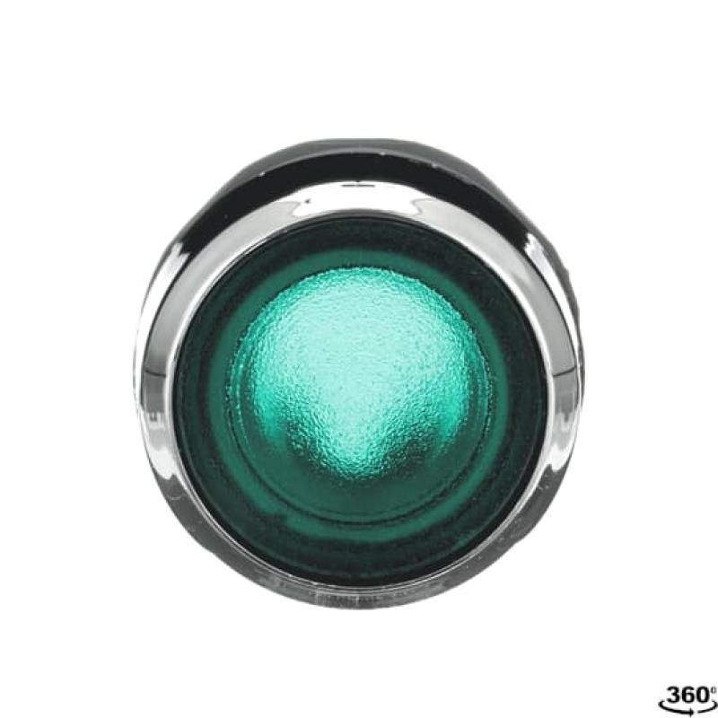 ABB MP1-21G Leuchtdrucktaster, grün, flach-tastend, Frontring, Kunststoff verchromt beleuchtbar, transparent