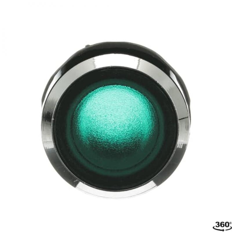 ABB MP1-31G Leuchtdrucktaster, grün, flach-tastend, Frontring, Metall verchromt beleuchtbar, transparent