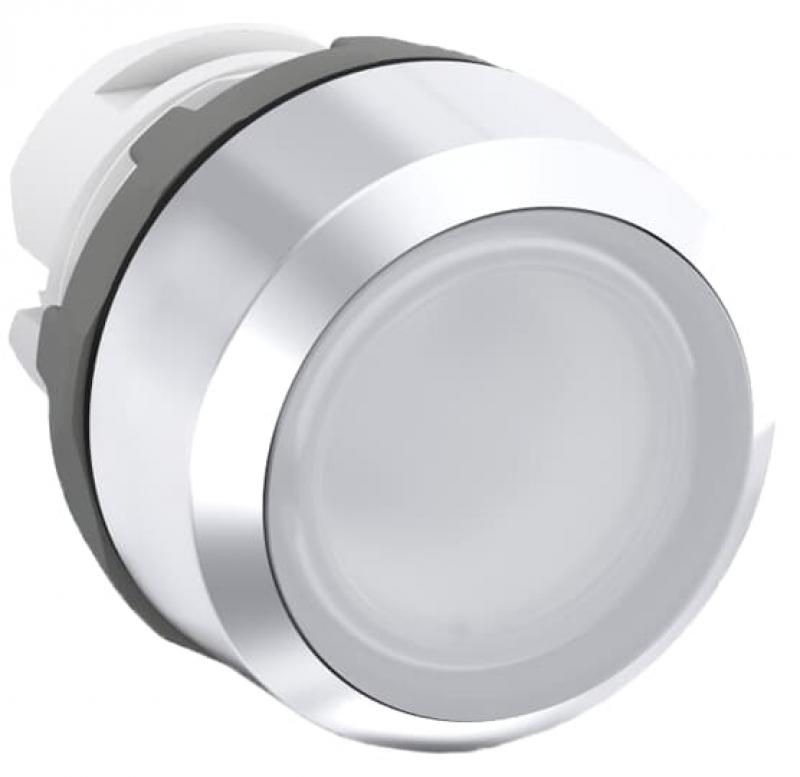 ABB MP2-21W Leuchtdrucktaster, weiss, flach-verrastend, Frontring Kunststoff verchromt, beleuchtbar