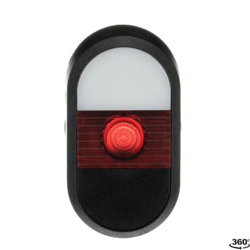 ABB MPD5-11R Doppeldrucktaster, Tasten - oben weiss: ohne Text - unten flach schwarz: ohne Text - Mitte: rot, beleuchtbar