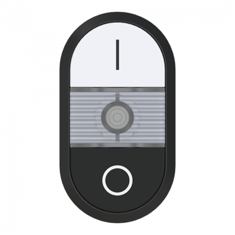 ABB MPD6-11C Doppeldrucktaster, Tasten - oben weiss: Symbol I - unten flach schwarz: Symbol O - Mitte: farblos, beleuchtbar