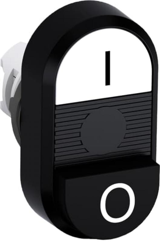 ABB MPD17-11B Doppeldrucktaster, Tasten - oben weiss: Symbol I - unten hoch schwarz: Symbol O - Mitte: schwarz, beleuchtbar