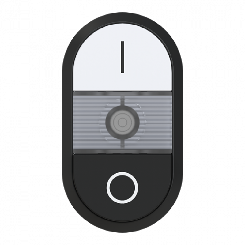 ABB MPD17-11C Doppeldrucktaster, Tasten - oben weiss: Symbol I - unten hoch schwarz: Symbol O - Mitte: farblos, beleuchtbar