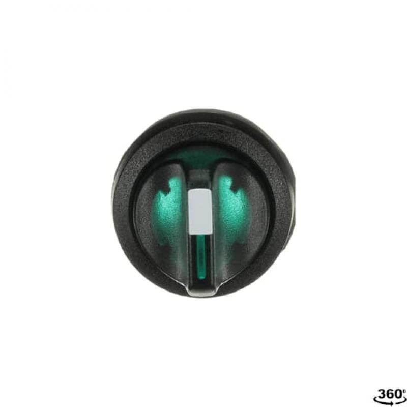 ABB M2SS2-11G Leuchtwahlschalter A-C, grün, 2 Stellungen, kurzer Drehgriff rastend, Frontring Kunststoff schwarz, beleuchtbar