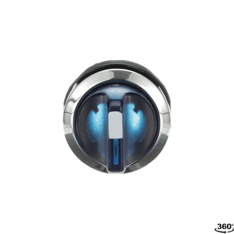 ABB M2SS2-31L Leuchtwahlschalter A-C, blau, 2 Stellungen, kurzer Drehgriff rastend, Frontring Metall verchromt, beleuchtbar