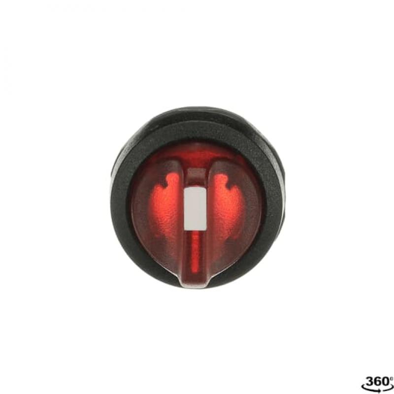ABB M2SS3-11R Leuchtwahlschalter, rot, 2 Stellungen, Rückzug von C nach B, Frontring Kunststoff schwarz, beleuchtbar, kurzer Drehgriff