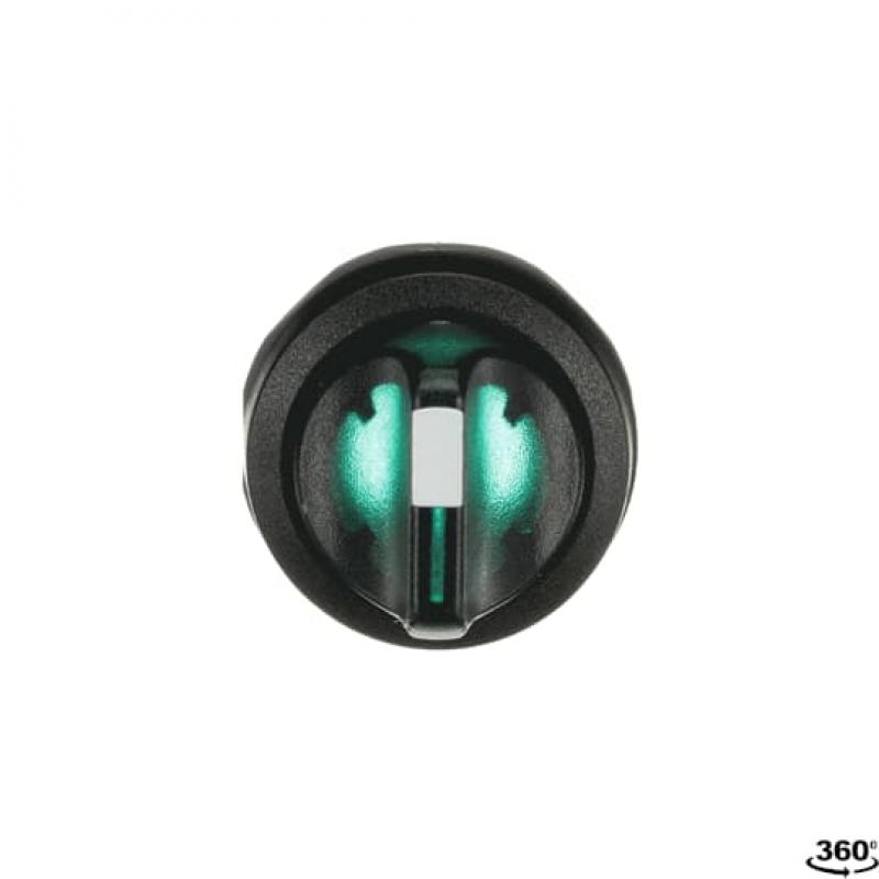 ABB M3SS1-11G Leuchtwahlschalter, grün, 3 Stellungen, kurzer Drehgriff rastend, Frontring Kunststoff schwarz, beleuchtbar