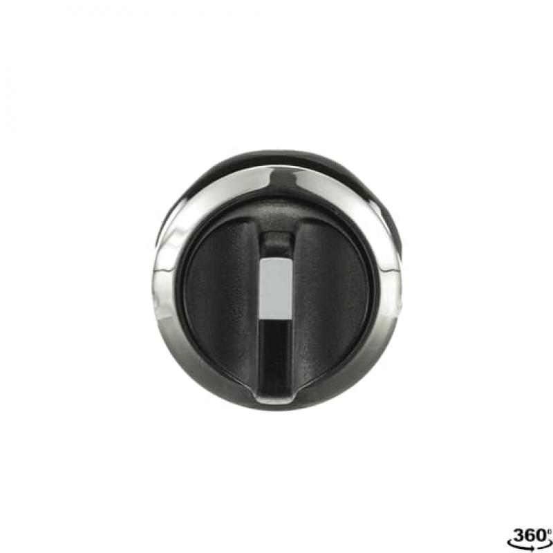 ABB M3SS1-30B Wahlschalter, schwarz, 3 Stellungen, kurzer Drehgriff rastend, Frontring Metall verchromt, nicht beleuchtbar