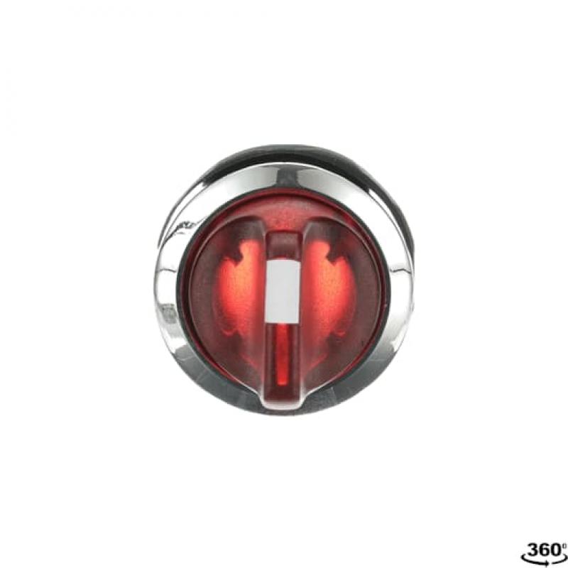 ABB M3SS2-31R Leuchtwahlschalter, rot, beidseitiger Rückzug nach B rastend, Frontring Metall verchromt, beleuchtbar, kurzer Drehgriff