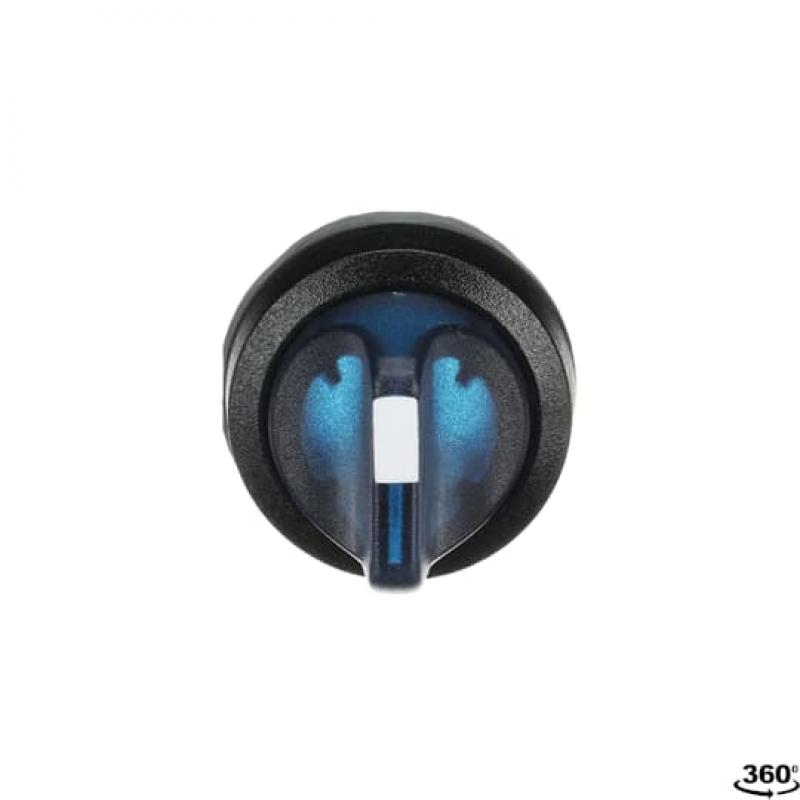 ABB M3SS3-11L Leuchtwahlschalter, blau, C mit Rückzug nach B rastend, Frontring Kunststoff schwarz, beleuchtbar, kurzer Drehgriff