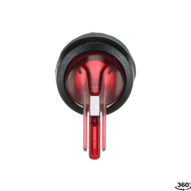 ABB M3SS4-11R Leuchtwahlschalter, rot, 3 Stellungen, langer Drehgriff rastend, Frontring Kunststoff schwarz, beleuchtbar