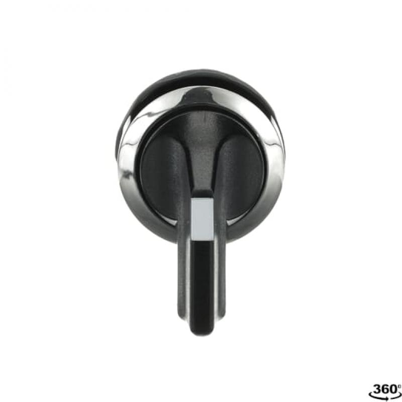 ABB M3SS4-30B Wahlschalter, schwarz, 3 Stellungen, langer Drehgriff rastend, Frontring Metall verchromt, nicht beleuchtbar