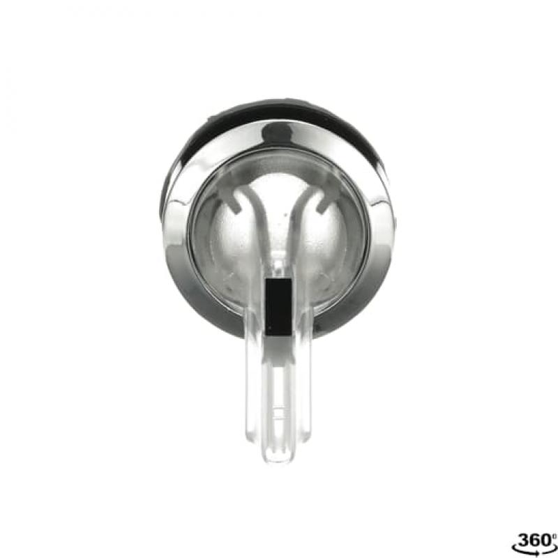 ABB M3SS4-31C Leuchtwahlschalter, farblos, 3 Stellungen, langer Drehgriff rastend, Frontring Metall verchromt, beleuchtbar