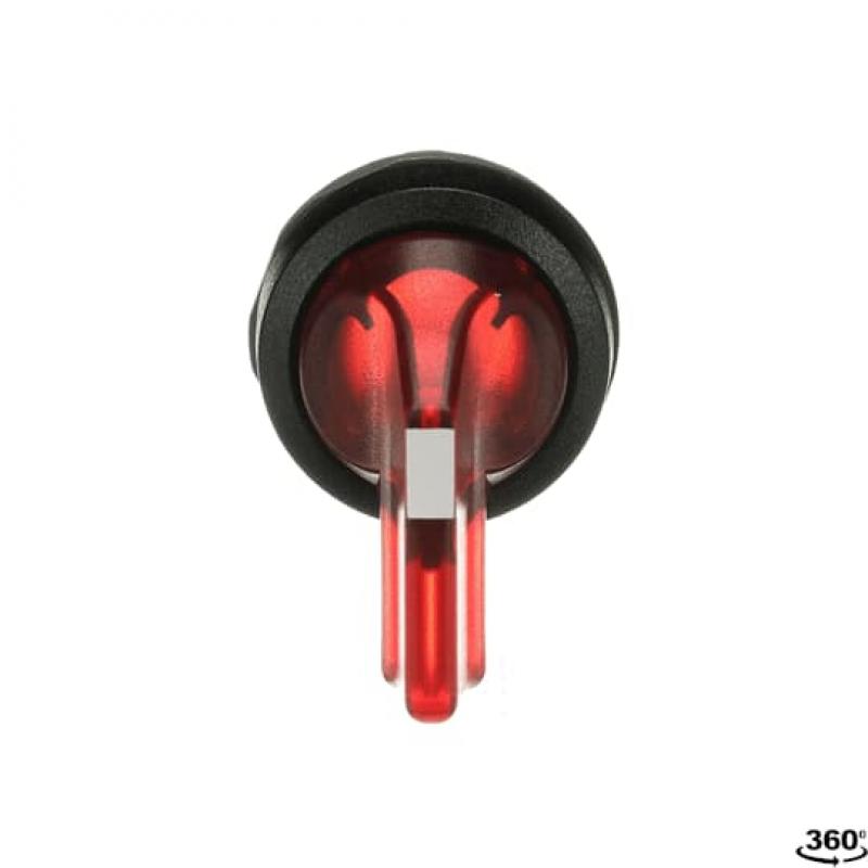 ABB M3SS5-11R Leuchtwahlschalter, rot, beidseitiger Rückzug nach B rastend, Frontring Kunststoff schwarz, beleuchtbar, langer Drehgriff