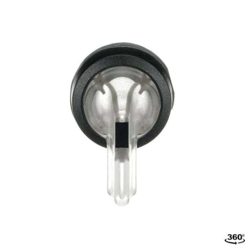 ABB M3SS5-11C Leuchtwahlschalter, farblos, beidseitiger Rückzug nach B rastend, Frontring Kunststoff schwarz, beleuchtbar, langer Drehgriff