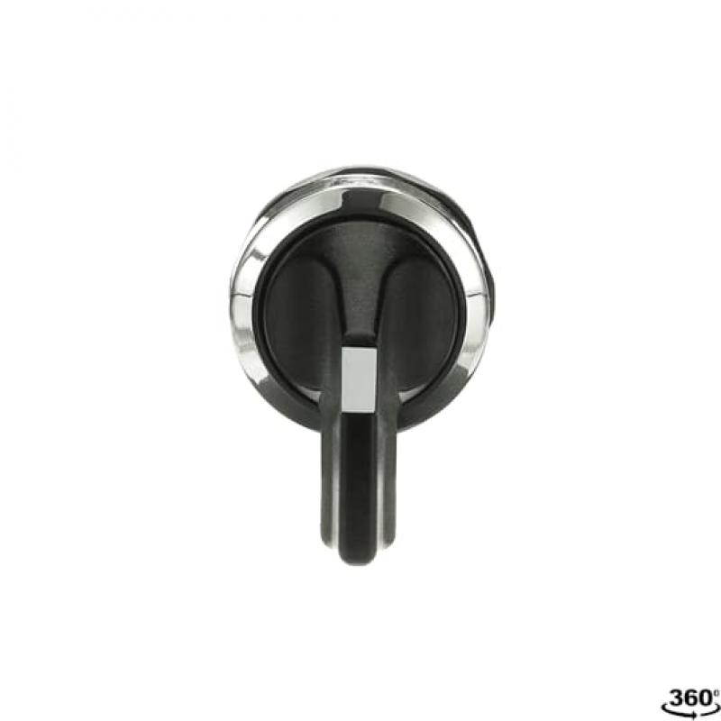 ABB M3SS6-30B Wahlschalter, schwarz, C mit Rückzug nach B rastend, Frontring Metall verchromt, nicht beleuchtbar, langer Drehgriff